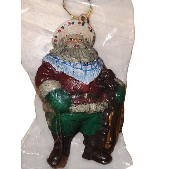 Vintage Lucie‎ Sable Imports Christmas Ornament Santa Violin -New - Picture 1 of 4